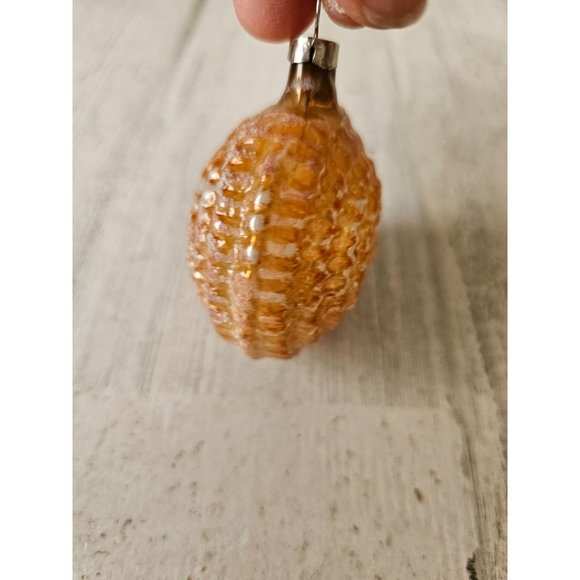 Czech orange shell unique glass ornament bumpy Xmas tree - Picture 2 of 8